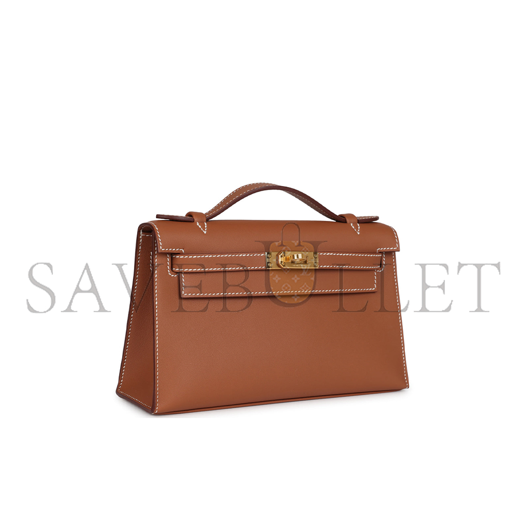H**mes kelly pochette gold swift gold hardware (22*14*7cm)